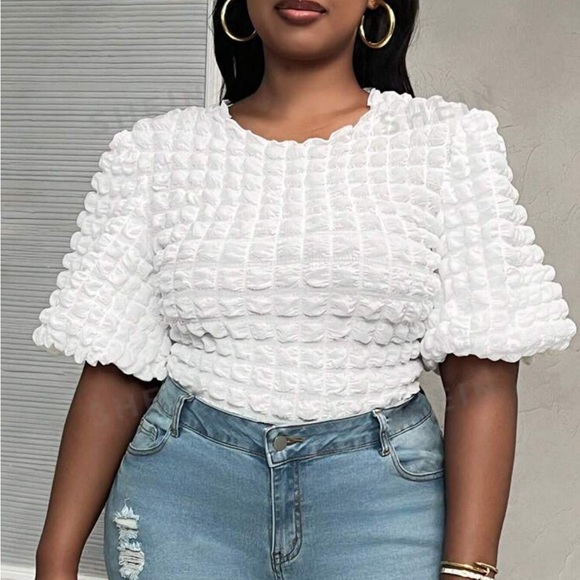 Short sleeve popcorn bubble top - Picture 1 of 5